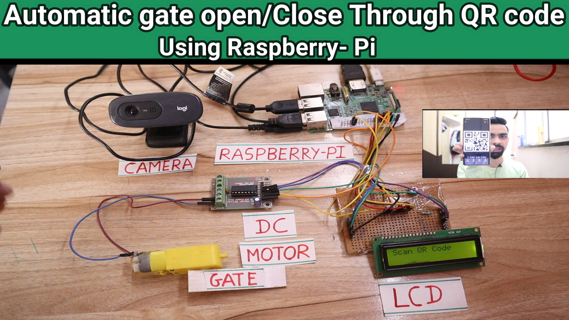 Automatic gate open/Close Through QR code Using Raspberry