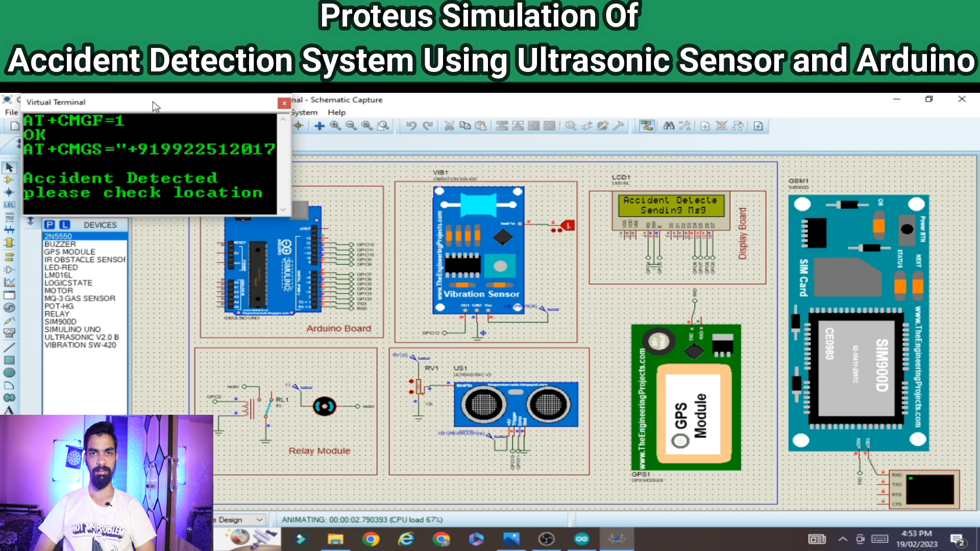 Car accident detection and messaging system using Ultrasonic Sensor and arduino uno