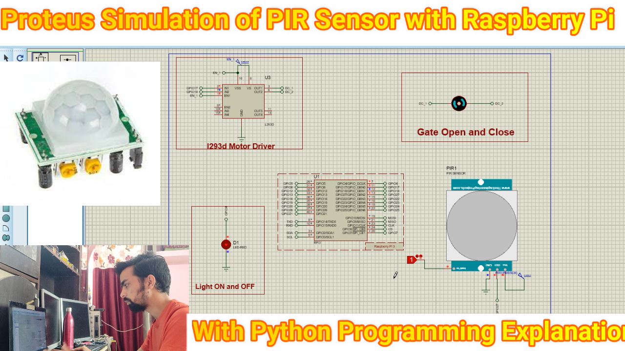 How to simulate PIR sensor with Raspberry Pi in Proteus Software