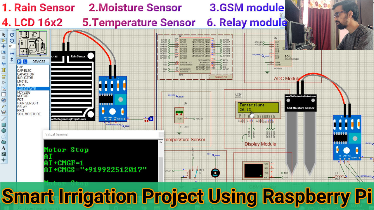 smart irrigation system using raspberry pi | Proteus Simulation