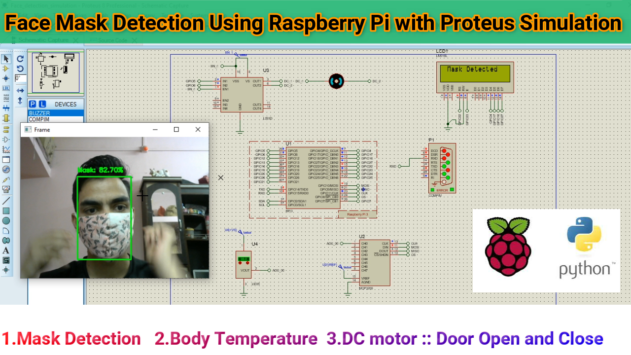 Face Mask Detection using Raspberry Pi | Proteus Simulation