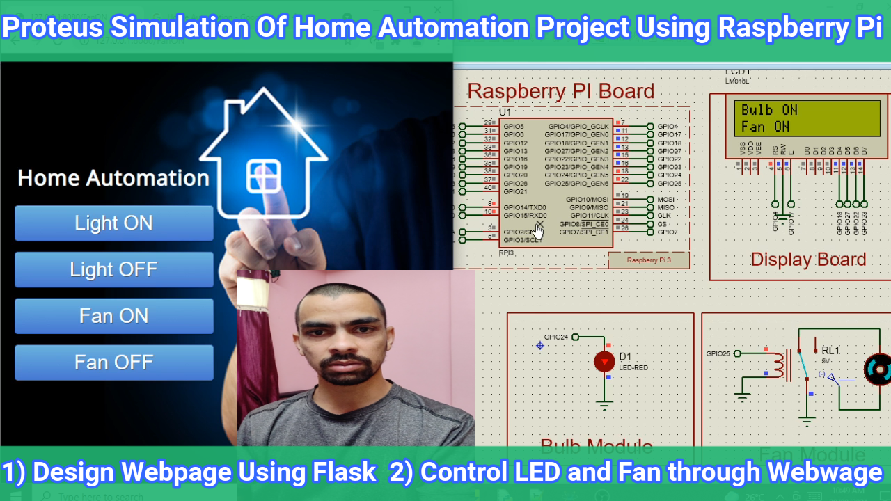 Proteus Simulation Project | Home Automation System Using Raspberry Pi | WebPage Design Using Flask