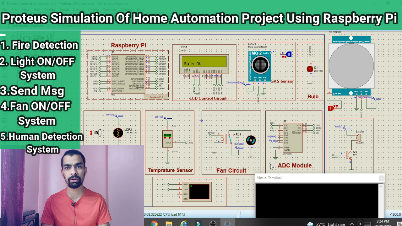 home automation system using raspberry pi | Proteus Simulation | home automation system raspberry pi