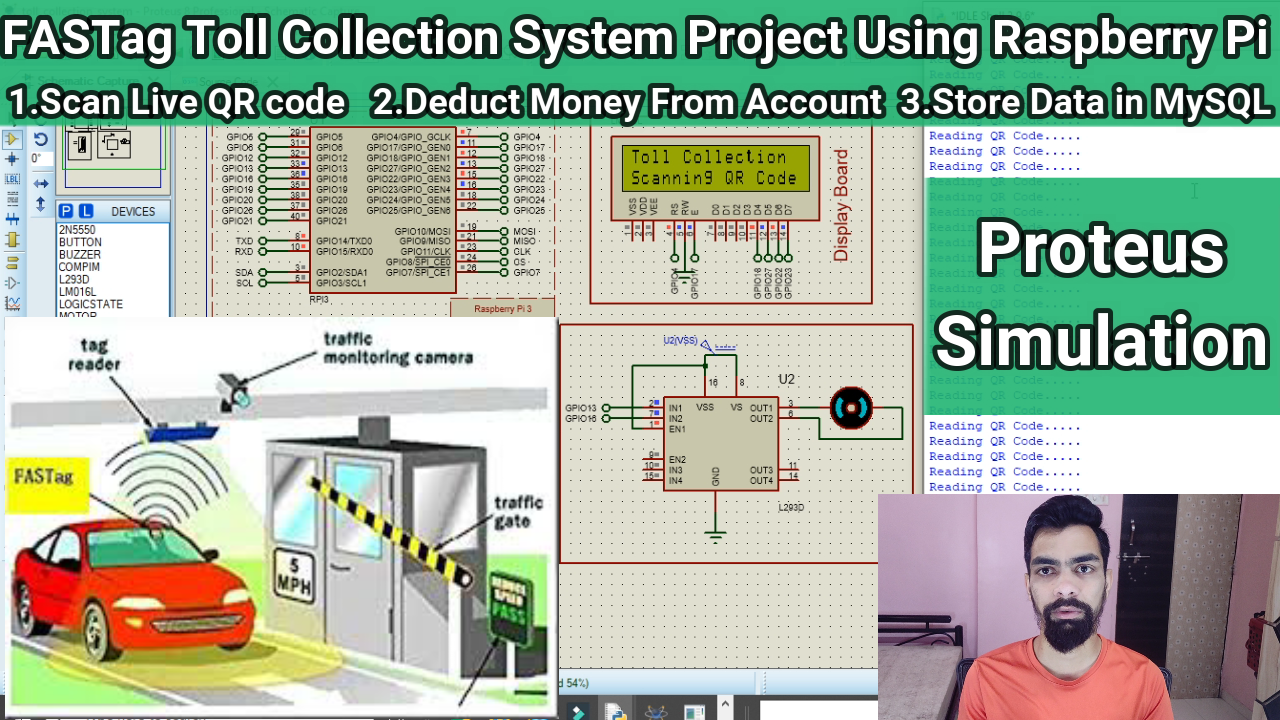 Proteus Simulation for Fastag Toll Collection System Project Using Raspberry Pi