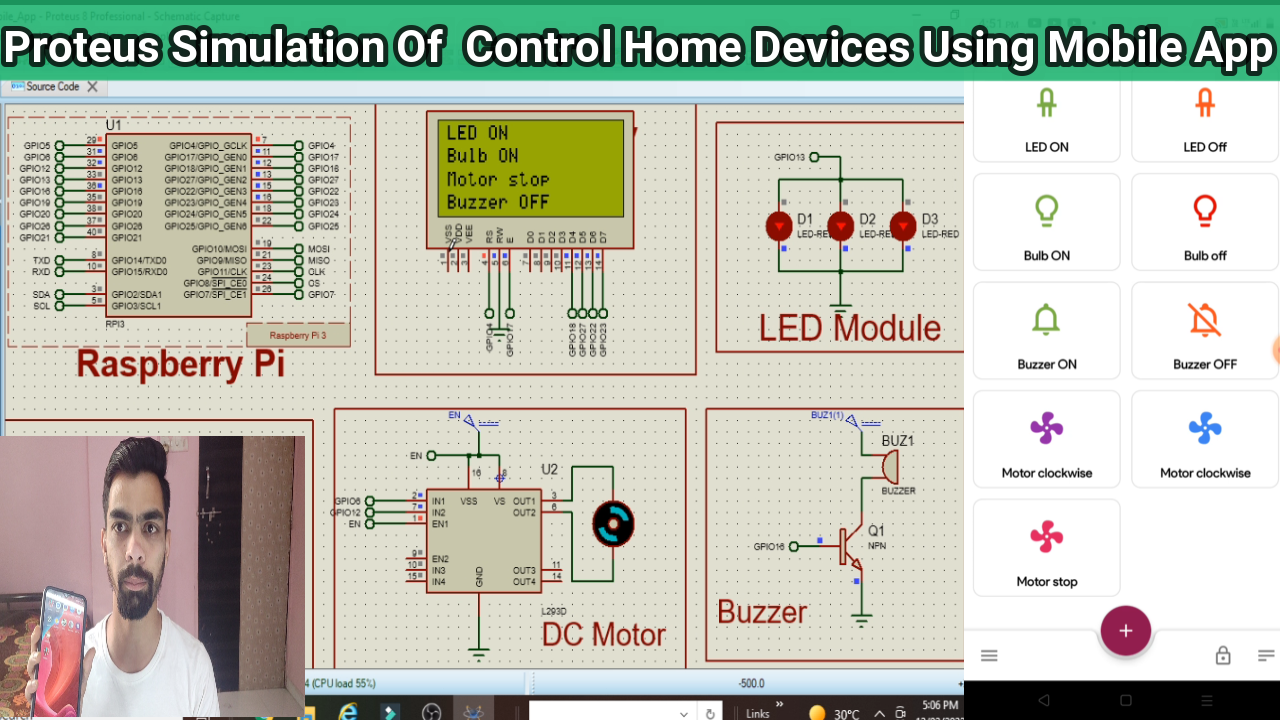 Control Light ,DC Motor ,LED and AC Bulb through Mobile Application By Using Raspberry Pi