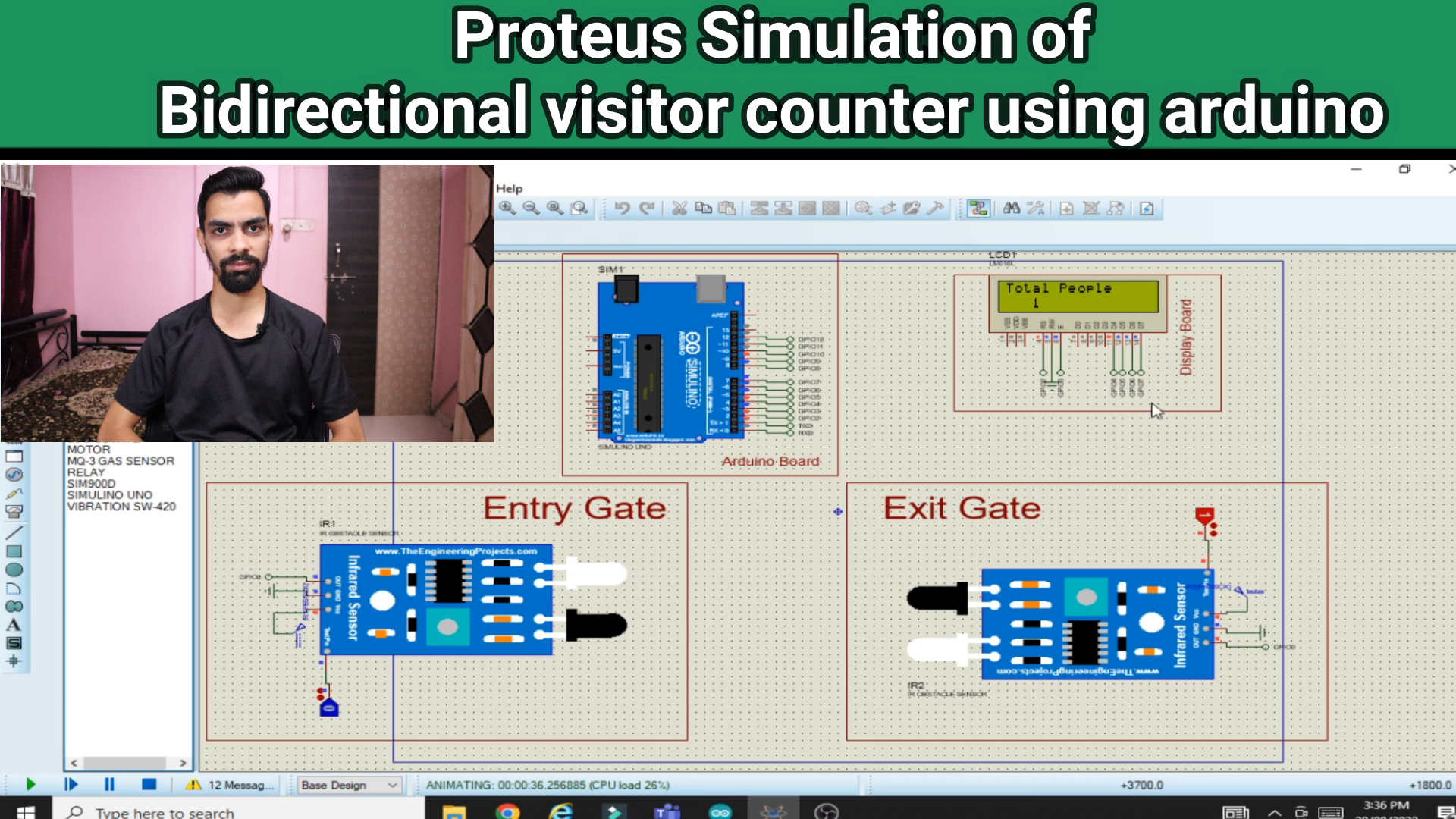 Bidirectional visitor counter using Arduino | Proteus Simulation |