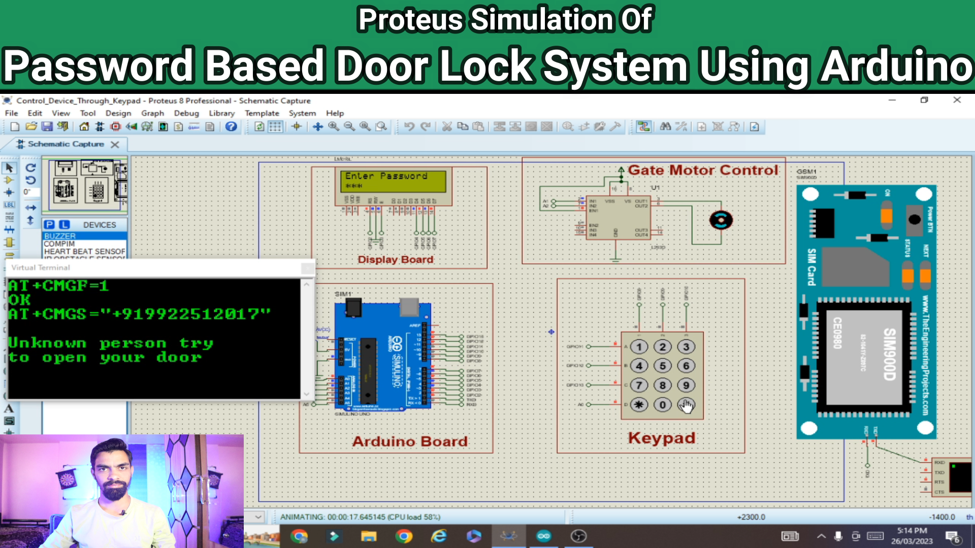 password based door lock system using arduino and keypad | Proteus Simulation