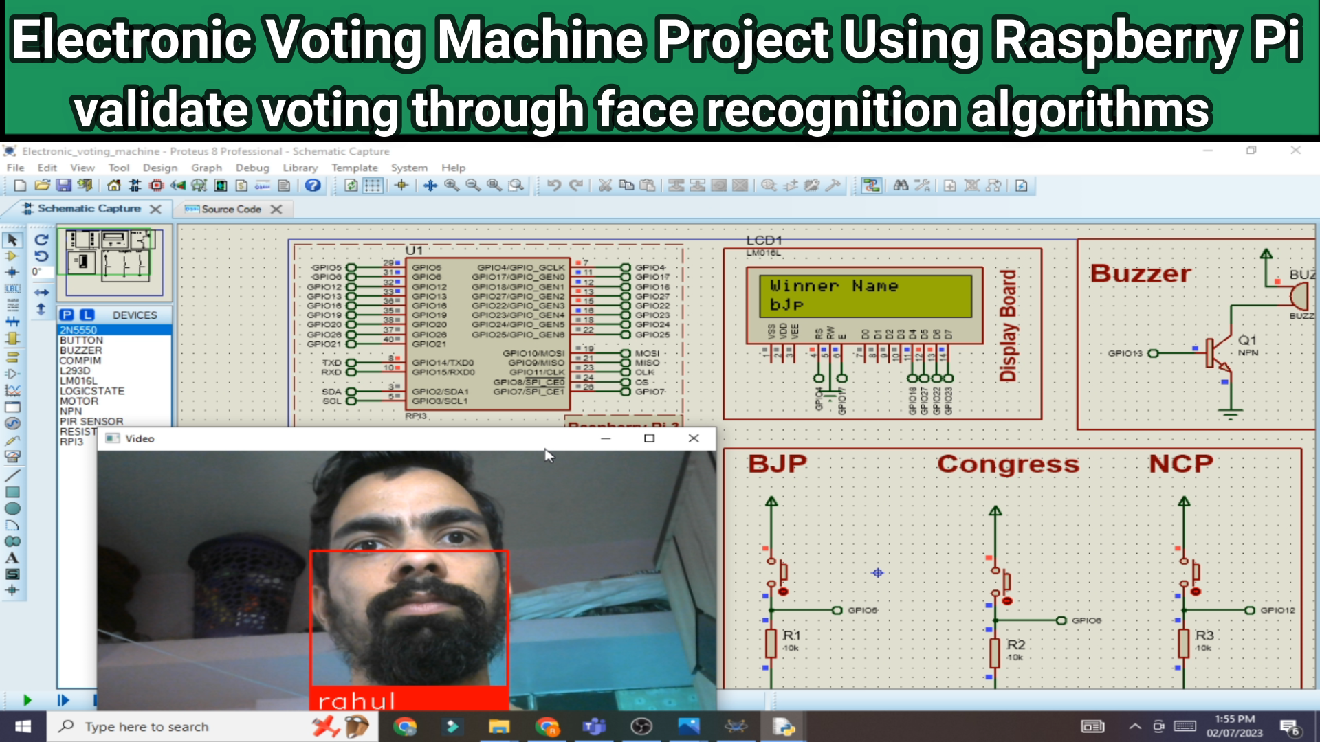 Electronic Voting Machine Project Using Raspberry Pi | validate voting through face recognition algorithm