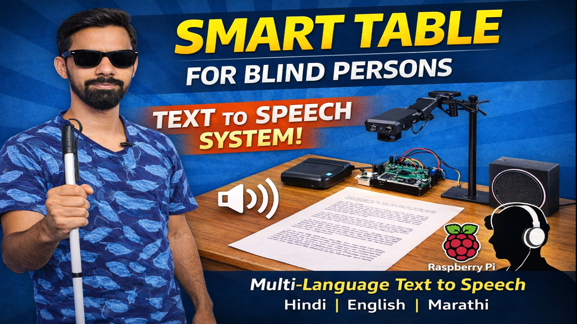 Smart Table for Blind Person Using Raspberry Pi | Multi-Language Text to Speech Project