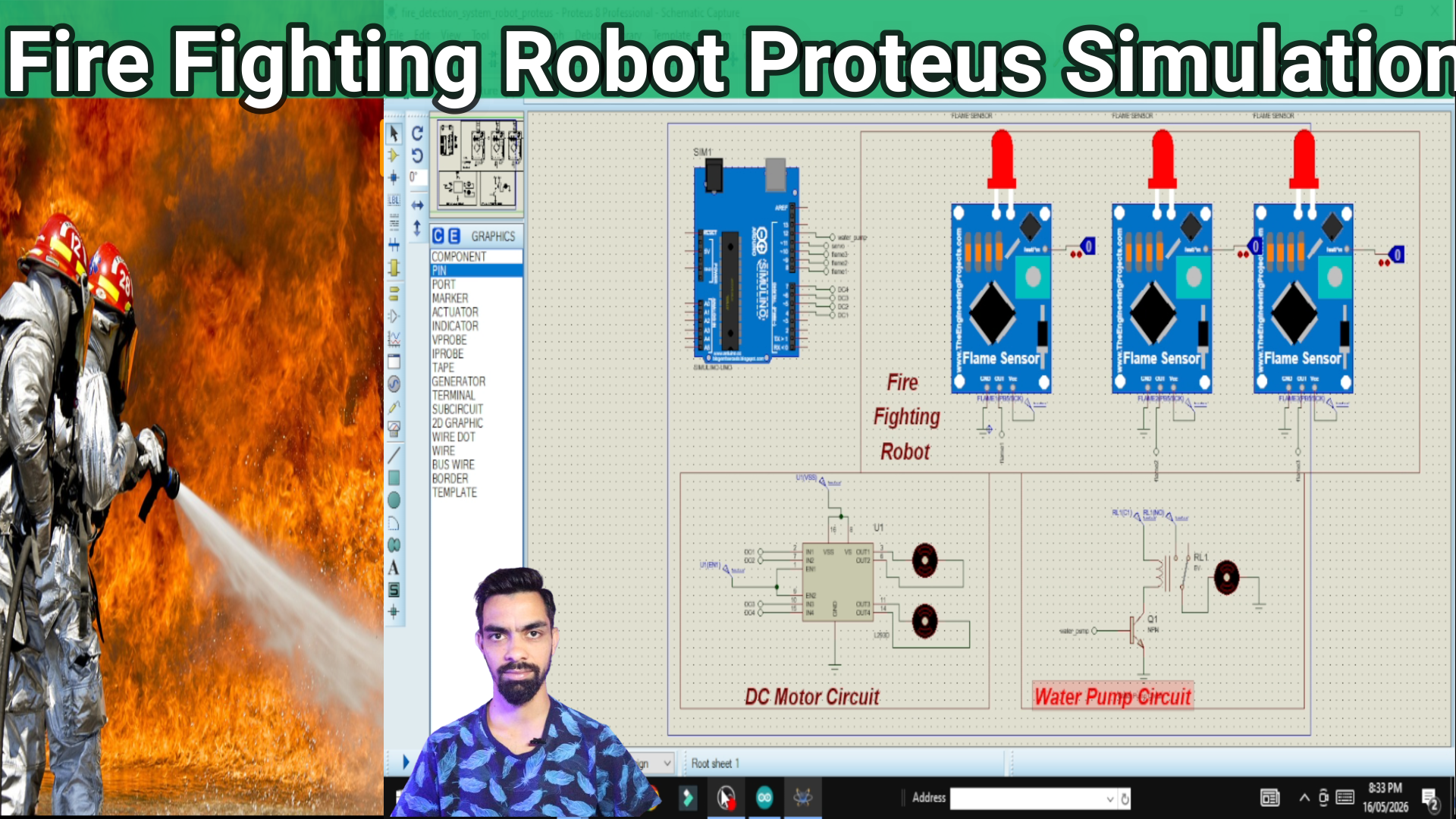 Fire Fighter Robot Project in Proteus 8.9 | Arduino Based Simulation Step by Step